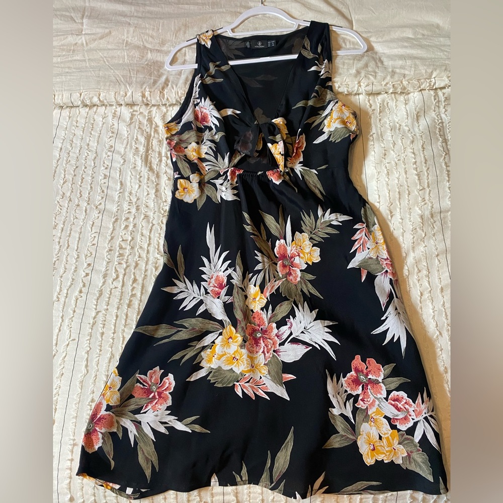Black Floral Cutout Dress